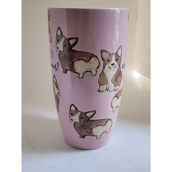 MUG/CUP-Sheffield Home-Corgi dog-Pink-"I Woke Up Corgie-ous!"-Tall-Holds 2-1/3C - Picture 3 of 9